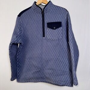 Men's Duluth Pullover Quilted Medium Blue Quarter Zip Long Sleeve Outdoor